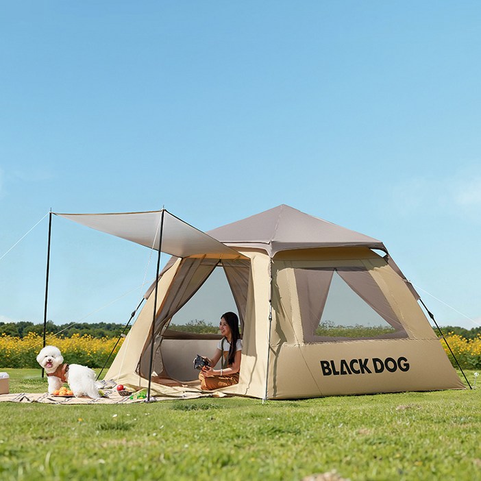 BLACKDOG 레이슈어 2.1 베이스 투도어 투윈도우 원터치 텐트 CBD2550WS016