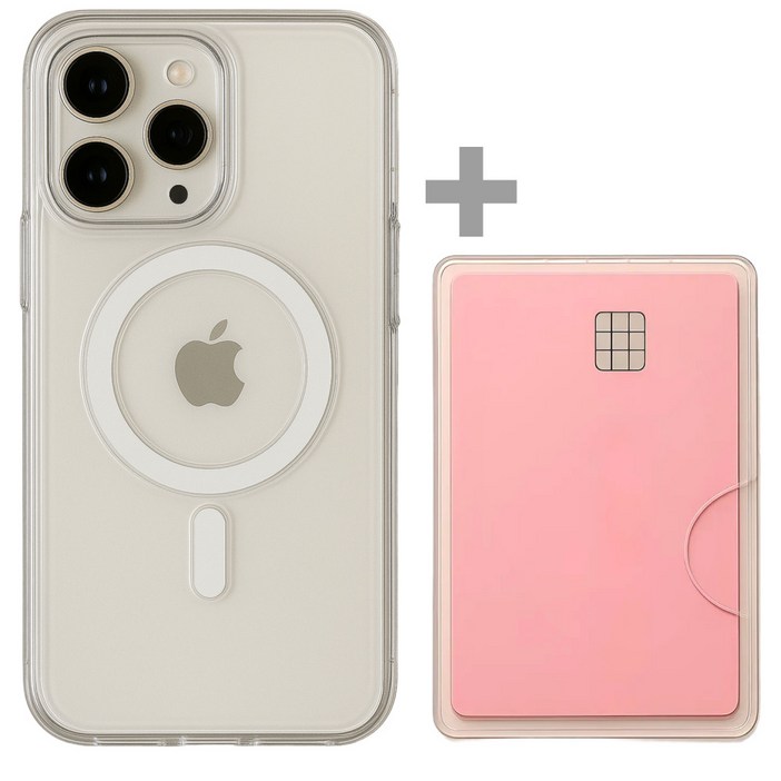 깜디 맥세이프 2배 자력 케이스 투명 카드지갑 아이폰 세트