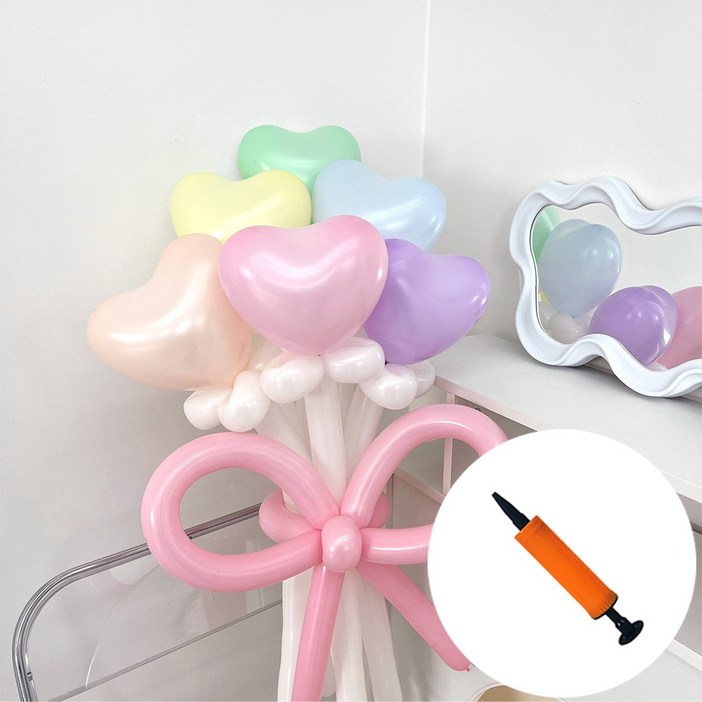 DIY 하트 풍선 마카롱 믹스 꽃다발 손펌프 by파티아일랜드