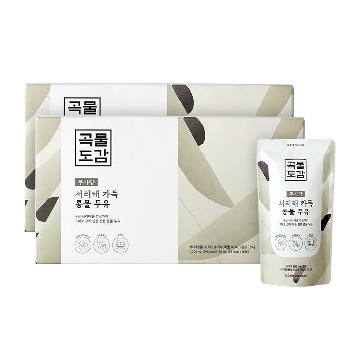 곡물도감 국산 무가당 서리태 가득 콩물두유, 180ml, 30개