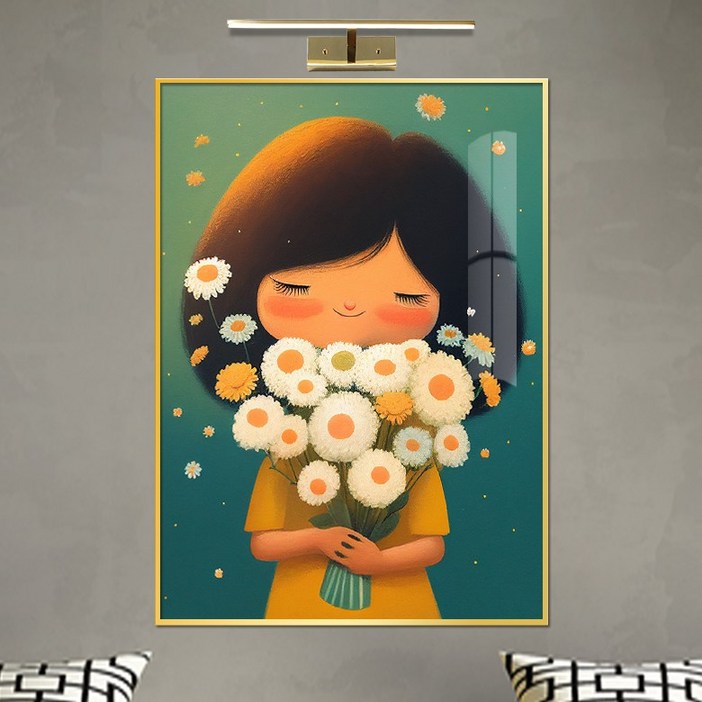 보고아트 꽃을 든 소녀 여인 여자 인물화 북유럽 카페 거실 그림 액자 보고아트 꽃을 든 소녀 여인 여자 인물화 북유럽 카페 거실 그림 액자