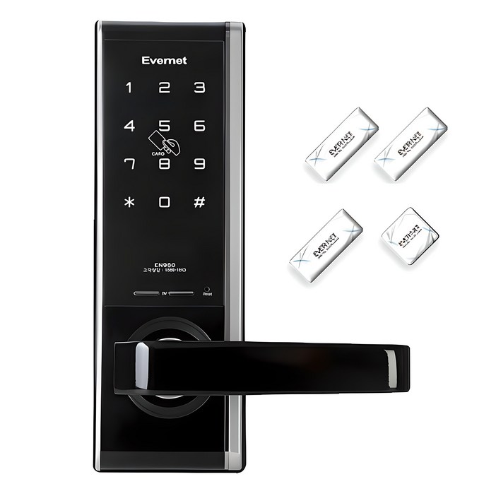 에버넷 무타공 디지털 손잡이 있음 도어락 세트 EN950