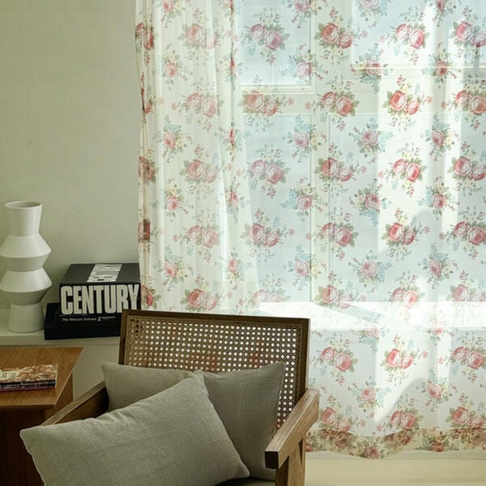 아트박스러움 빈티지프로방스 쉬폰 포인트 커튼