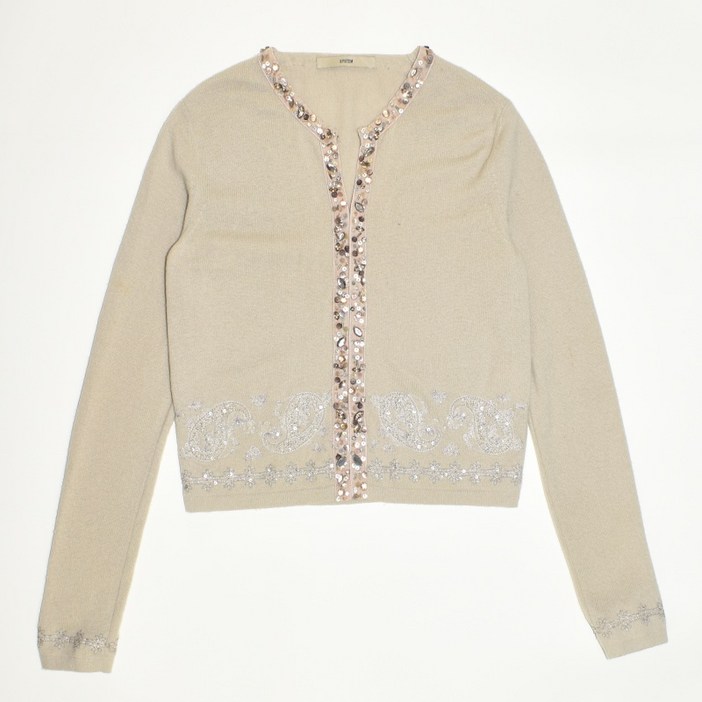 빈티지테크 3817.시스템 비즈장식 캐시미어 니트가디건정품 90