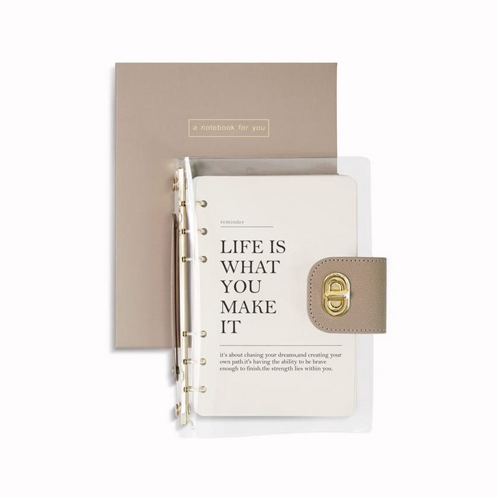 투명 다이어리 생각정리 노트 6공 만년형, 베이지