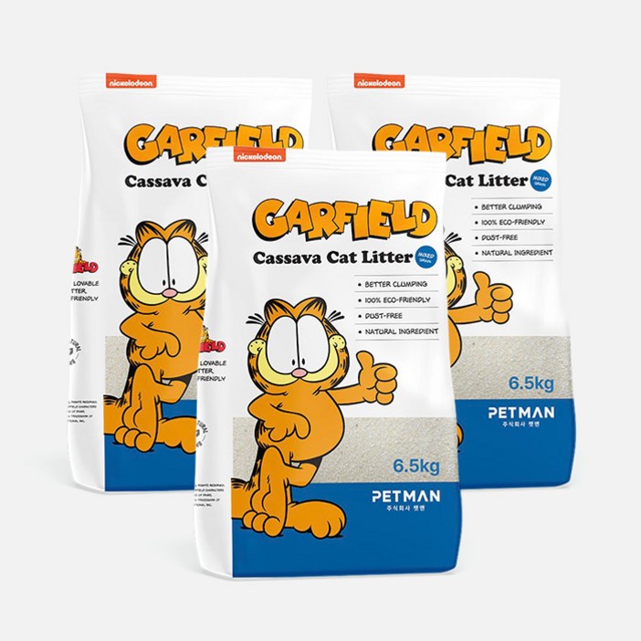 3개세트 가필드 고양이모래 파랑혼합입자 6.5kg 카사바모래