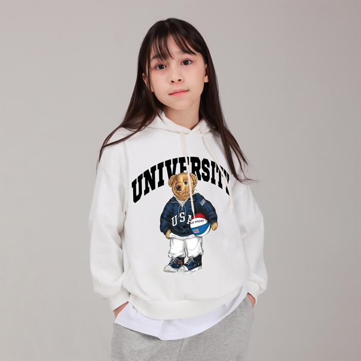 국내 생산 마고주니어 주니어용 오버핏 농구곰 후드 티셔츠 키130키140키150키160