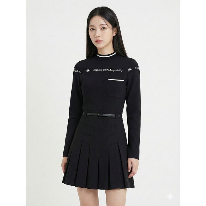 에고이스트 블랙 래터링자가드 플리츠 원피스 EN4WO962