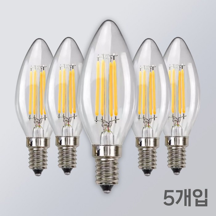 LED 촛대구 COB E14 E17 E26 에디슨전구 카페조명 샹들리에 전구 KS인증, E17, 5개