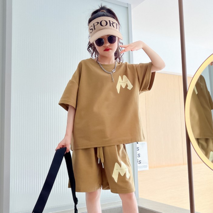 Tooliva 여름 주니어 상하운동복 캐주얼 티셔츠반바지 세트