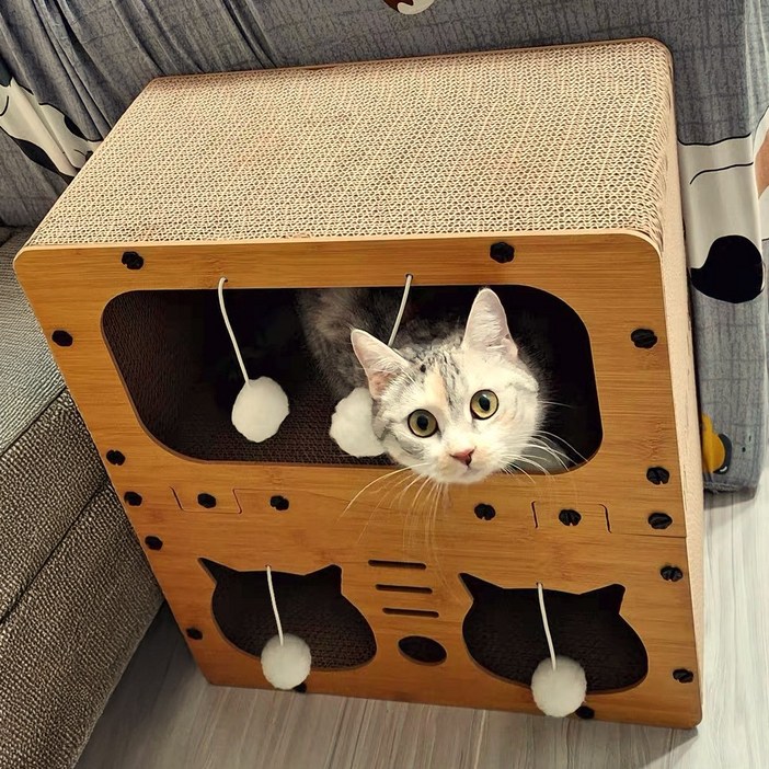 펫하루 고양이 2층 숨숨집 하우스 스크래쳐 캣타워