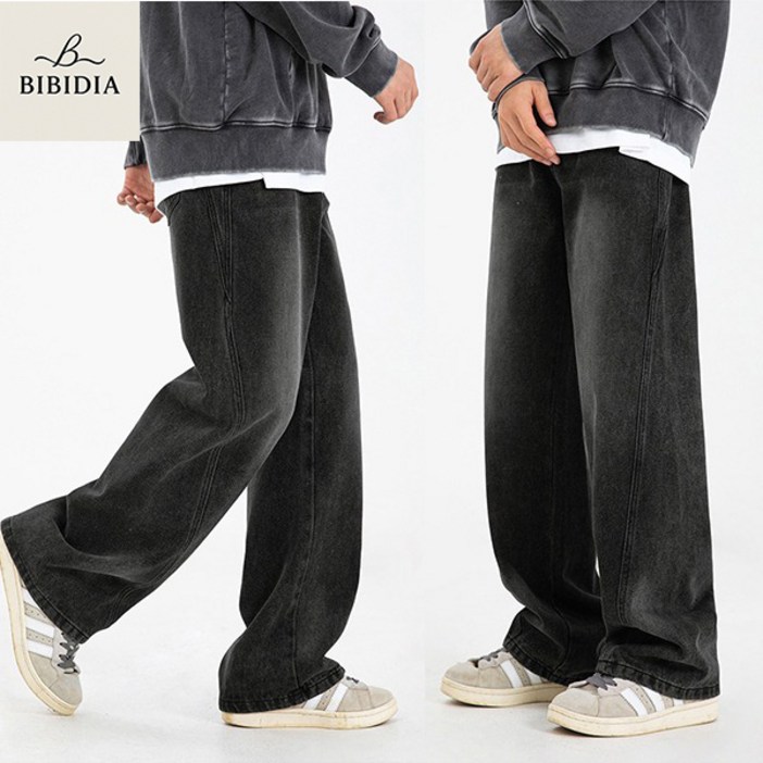 비비디아 남성 빈티지 루즈핏 데님 팬츠 워싱 청바지 데일리룩 5522