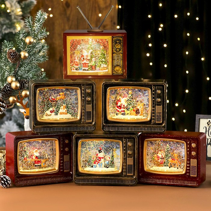 [5시건 당일출고] FOOI 2026 신상 멜로디 TV 오르골 LED 조명 크리스마스 성탄절, 4.선물의 집(안테나형)