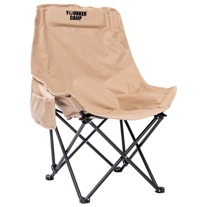영커 캠핑 의자 접이식 롱 릴렉스 대형 캠핑 체어, 1개, 베이지