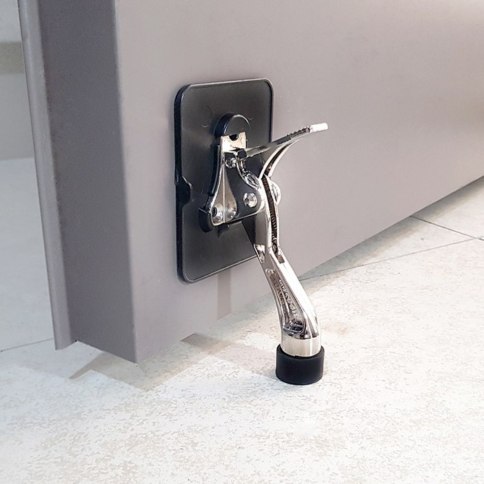 무타공 현관문 도어스토퍼 아크릴점착 강력고정, 블랙