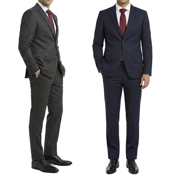 워모 11 울 혼방 스트레치 정장수트 네이비그레이 두벌세트