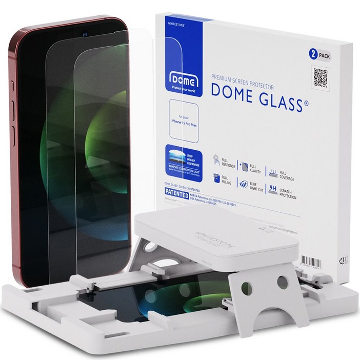 화이트스톤 돔글라스 풀커버 강화유리보호필름 2팩 경화기 포함, 1세트