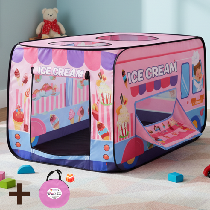 Firina 아이스크림카 캐릭터 실내외 텐트 휴대용 수납가방 포함