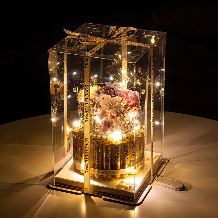 금장미 용돈박스 돈케이크 + 케이스 + 쇼핑백