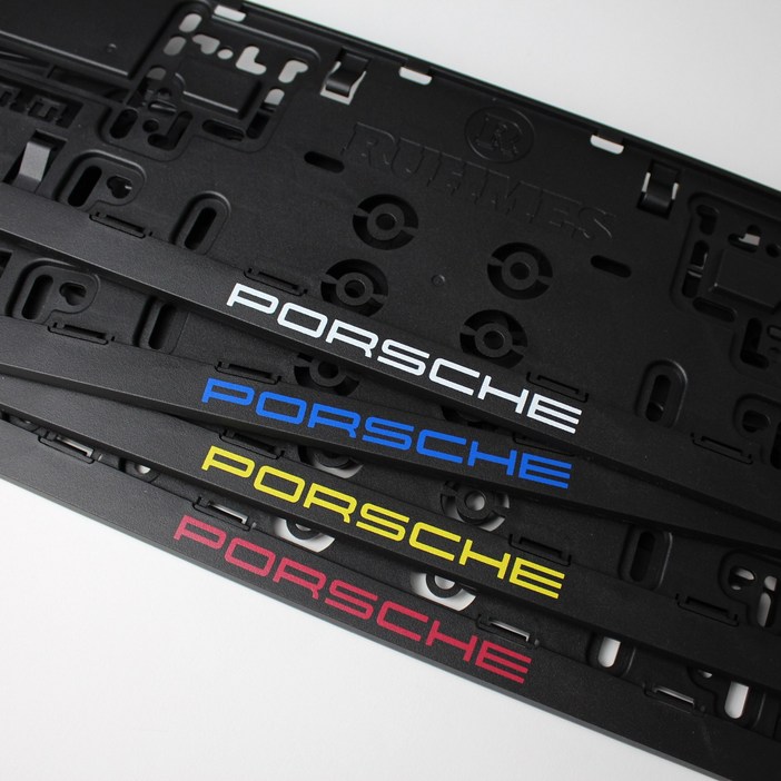 Porsche 포르쉐 컬러로고 슬림형 번호판 플레이트 가드 천공 전면, 레이싱 옐로우, 1개
