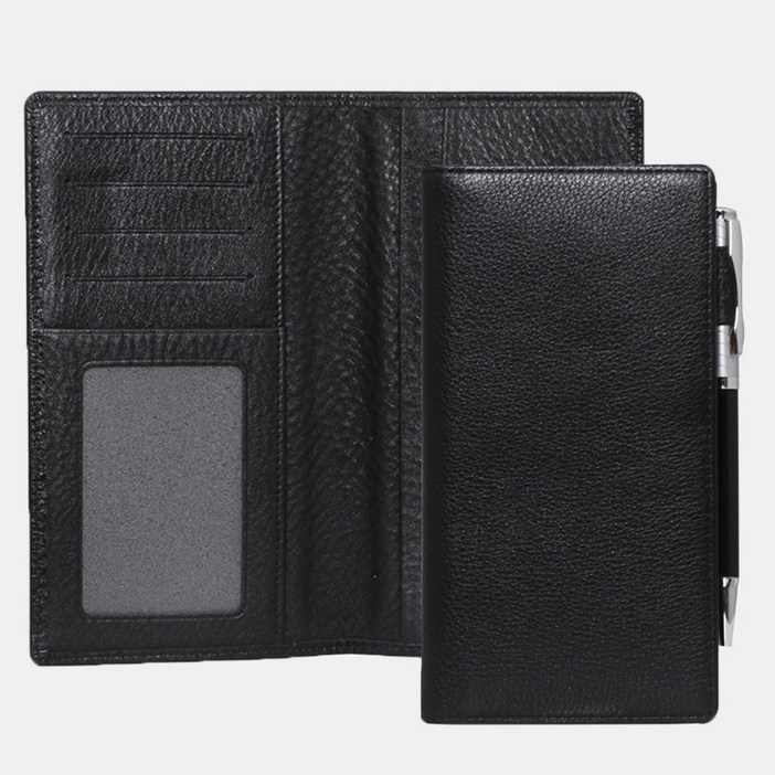 MATT 2025년 슈렁큰 소가죽 펜꽂이 CEO 업무 수첩 다이어리 이니셜 각인 가능, 검정D16212