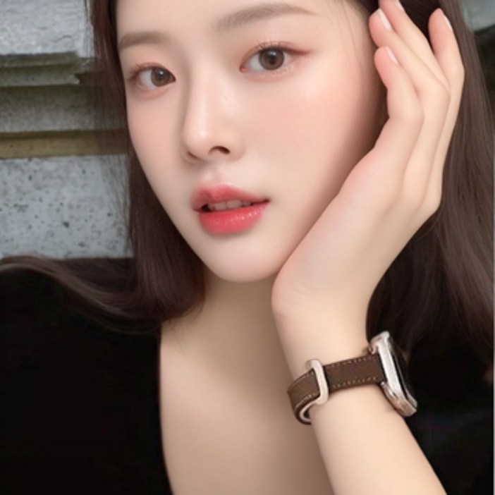 바하티 애플워치 투톤 가죽 스트랩, 브라운