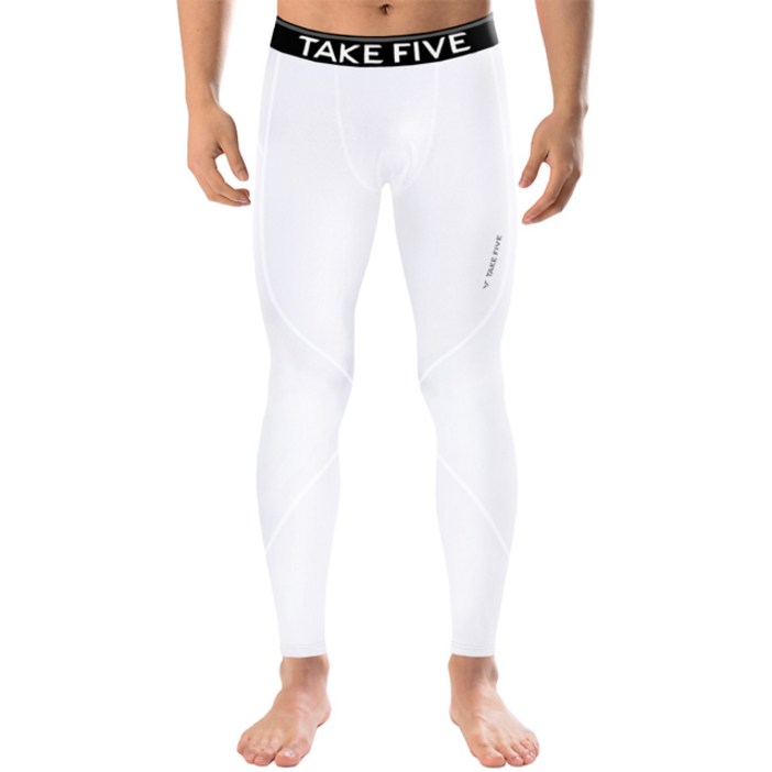 테이크파이브 남자 기능성 긴바지 스포츠 이너웨어 타이즈 레깅스 화이트