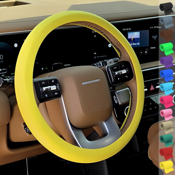 토이팝21 논슬립 차량용 핸들커버 실리콘 얇은 원형 D컷 15컬러