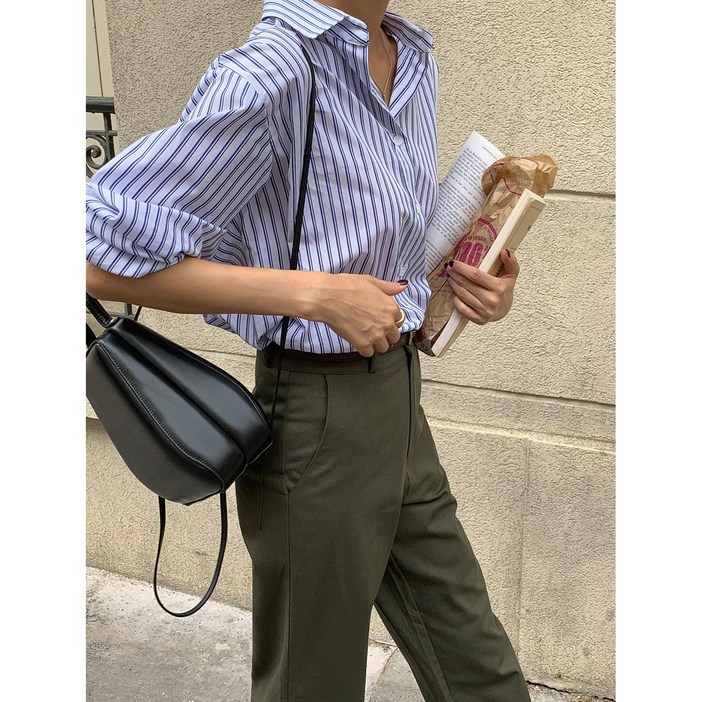 우아글로벌 루즈핏 스트라이프 셔츠