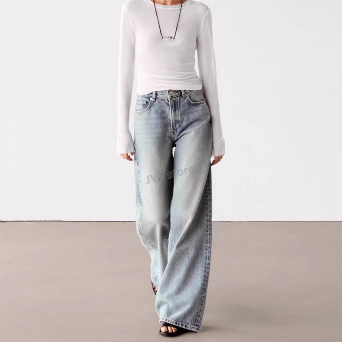 3Y10254 ZARA 여자신상 웨싱 데님팬츠 캐주얼 와이드핏 청바지 05028928426