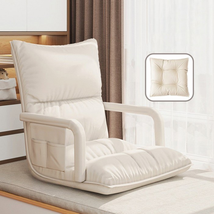 1인용 소파 6단 조절 등받이 안락 의자 분리식 침대겸 좌식의자 등받이 좌식의자, 1개, A화이트