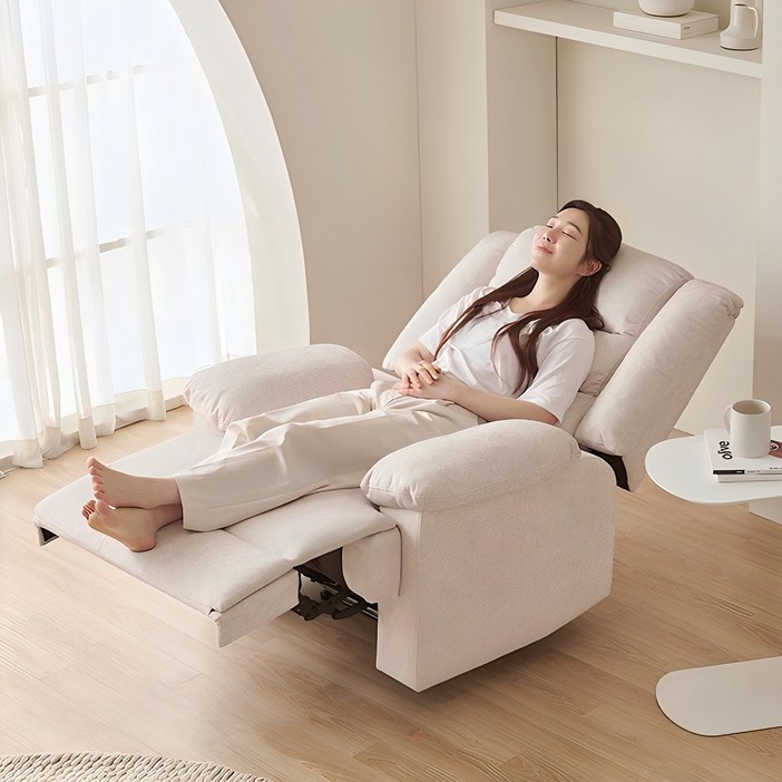 (3만원 즉시할인) 스칸디아 포근 1인용 기능성 패브릭 리클라이너 소파, 오트밀