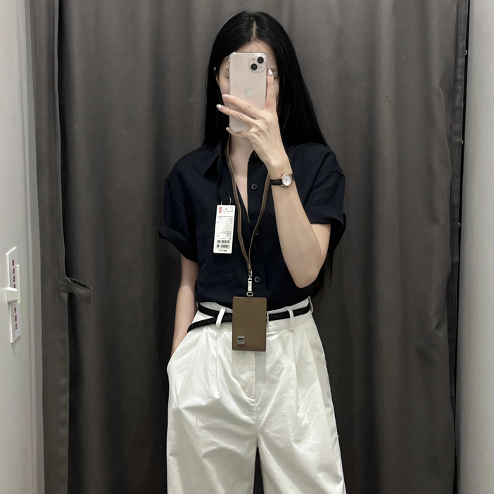쪼예 데일리 코튼 면100 루즈핏 반팔 셔츠 남방
