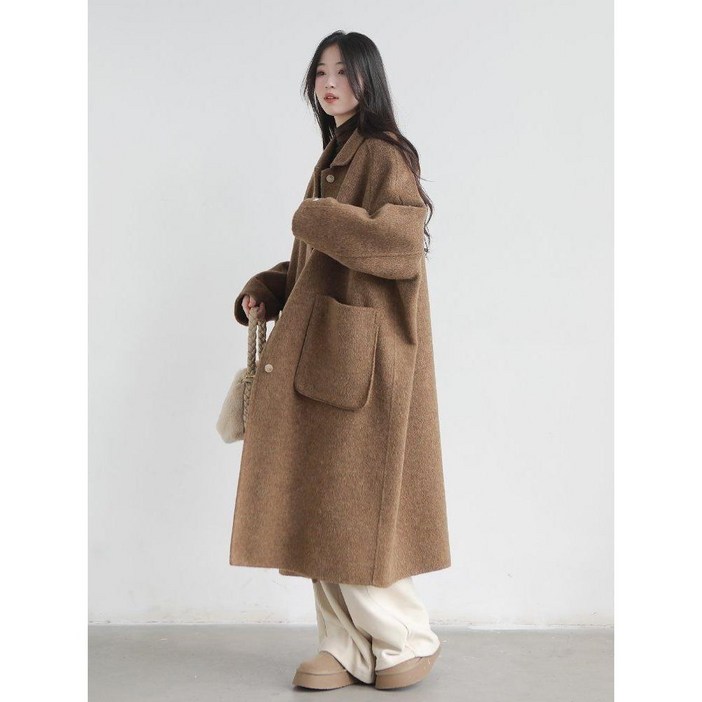 이끼당 빅사이즈 빅포켓 지이 양면울 모직코트
