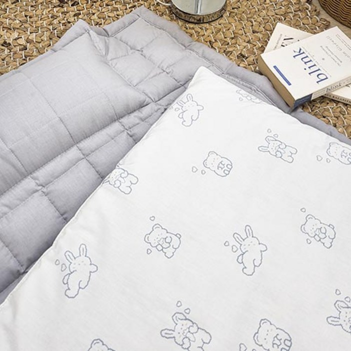 친환경 옥수수솜 알러지케어 진드기기피 바이오 항균 순면 100 일체형 분리형 아기이불 낮잠이불세트, 혼합색상