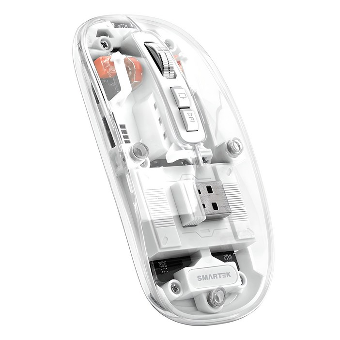스마텍 리시버 USB 무선 무소음 블루투스 마우스 STMIV100, STMIV100, 투명