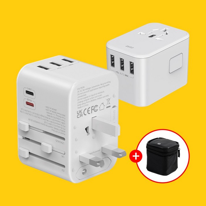 감비앤코 5포트 PD35W 올인원 해외 전세계 여행용 초고속 충전 멀티 어댑터 돼지코 USB C타입