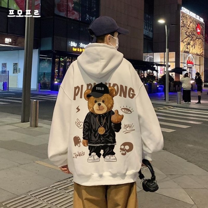 POMTOR 가을 겨울 오버핏 캐릭터 후드티 커플 맨투맨 POMTOR 가을 겨울 오버핏 캐릭터 후드티 커플 맨투맨