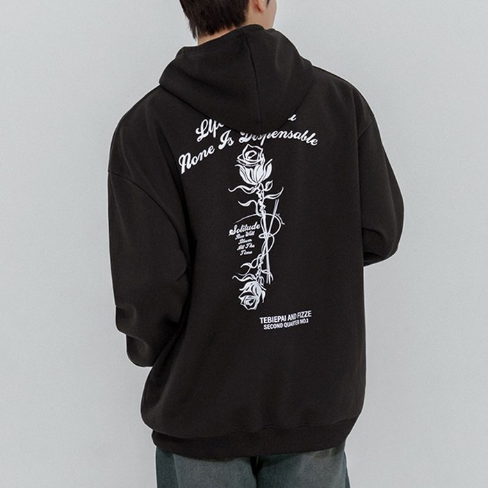 스몰더 남자 오버핏 플라워 후드 맨투맨 티셔츠 [1730]