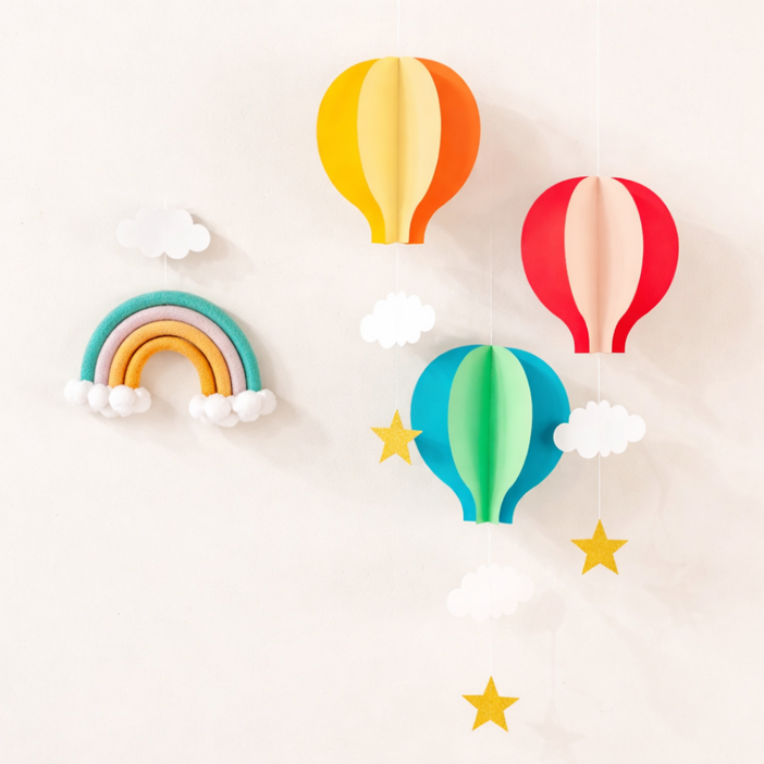 왓위셀 열기구 모빌 봄 인테리어, 옐로우 열기구 2p