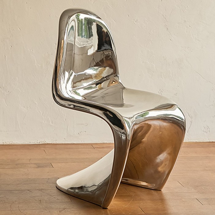 센소 실버 크롬 유광 팬톤 체어 인테리어 미드센추리 디자인 컬러 예쁜 카페 의자, 1개, 실버