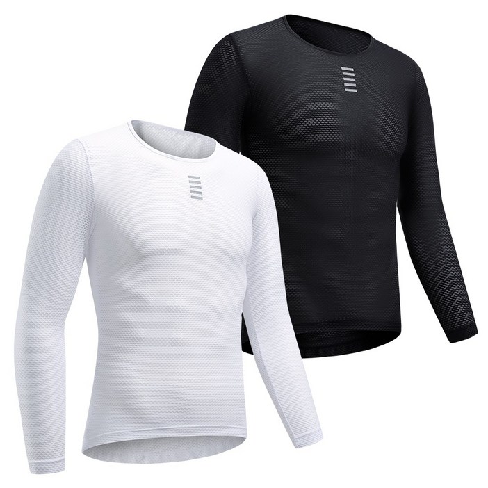 봄가을 기능성 베이스레이어 남성 긴팔 슬림핏 자전거 이너 블랙화이트