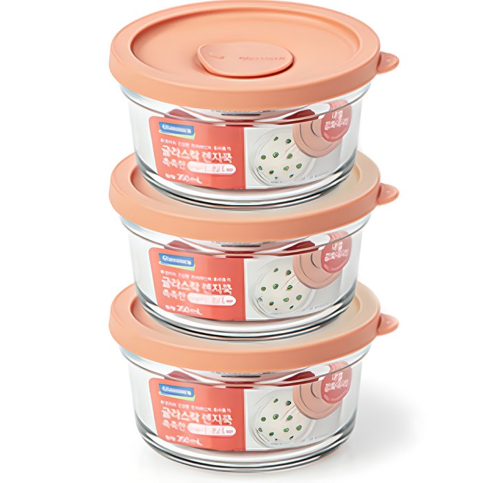 글라스락 렌지쿡 촉촉한 햇밥용기 원형 350ml