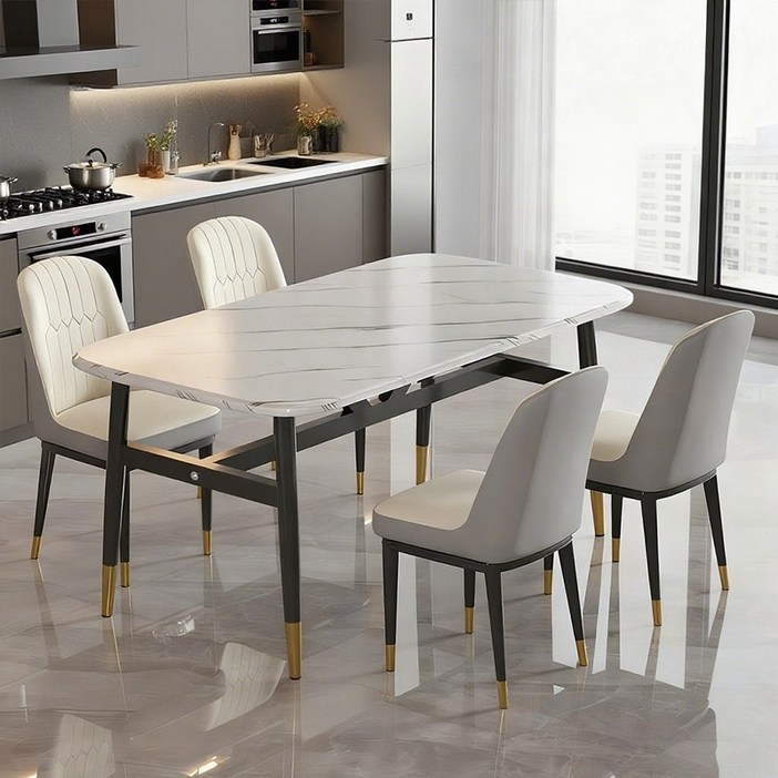 북유럽풍 4인용 식탁 대리석 패턴 테이블 W1004