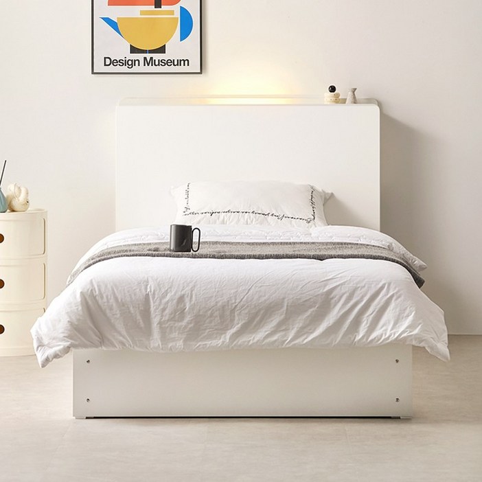 e스마트 로에 서랍 무헤드 LED조명 수납침대 프레임 SS 2color, 3. LED헤드 A타입화이트