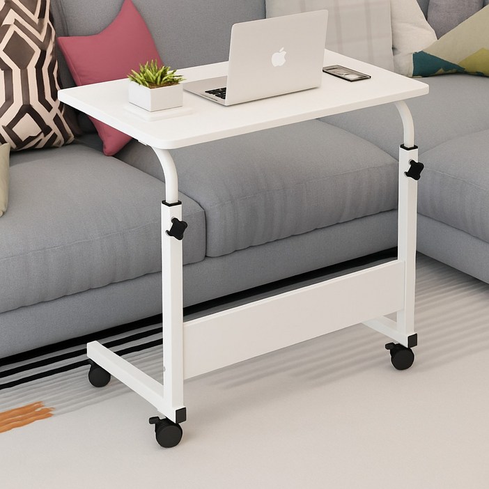 도들리 높이조절 이동식 사이드 테이블 바퀴형 책상, 화이트 800×400
