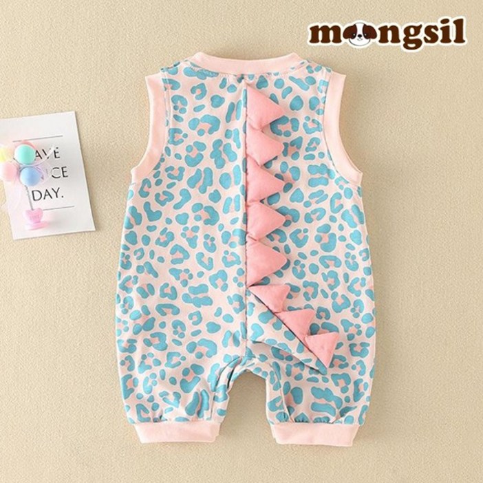 몽실이 컬러레오 우주복 아기 여름 나시 민소매 공룡 꼬리 컨셉룩 백일 돌 촬영룩 바디슈트