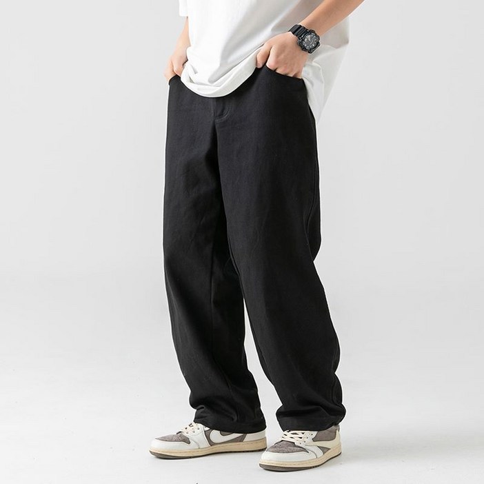 유루 남성용 내추럴 와이드핏 코튼 팬츠  K2214