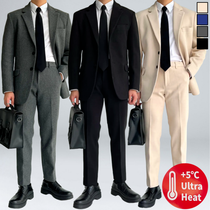 남자 겨울 울 캐시미어 정장 세트 빅사이즈 S2XL 4컬러 3355
