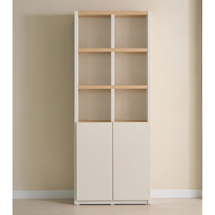 이로운가구 5단 높은책장 일반형도어형 아이방 서재방 크림화이트메이플크림 완제품배송, 5단, 메이플크림